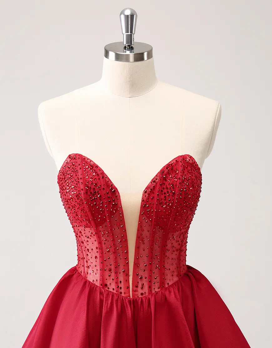 Wholesale Homecoming Dress Sparkly A-Line Strapless Beaded Corset