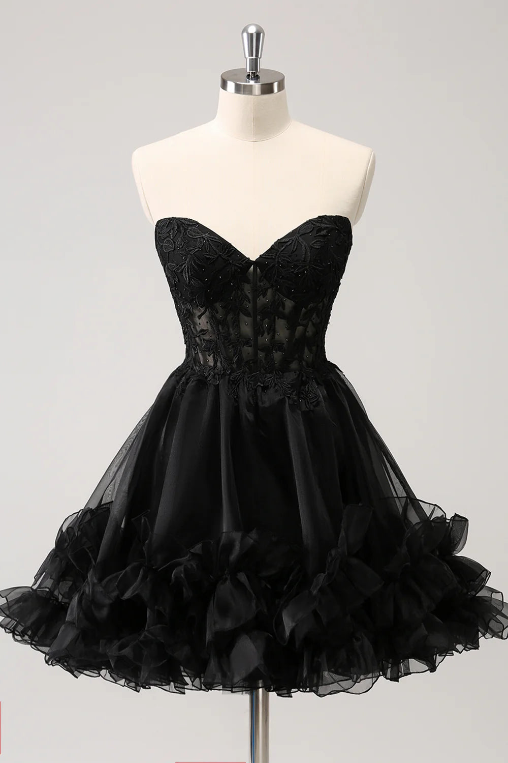 Wholesale A Line Homecoming Dress Sweetheart Corset Beaded with Lace Up Back Sparkly Black