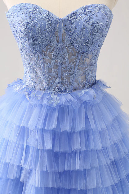 Wholesale A Line Homecoming Dress Sweetheart Tiered Corset Lace Up Back with Beading Lilac