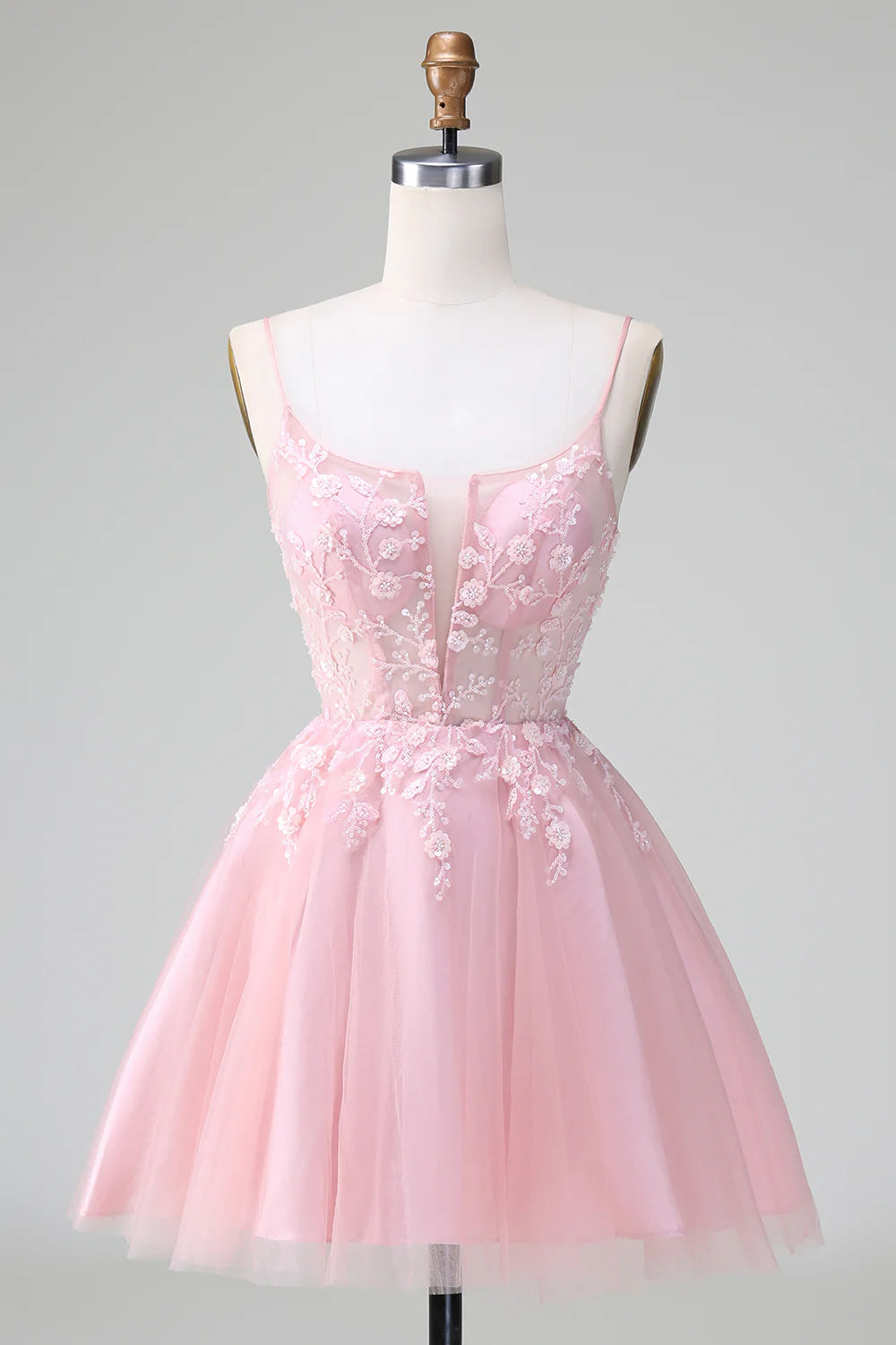 Wholesale Short Homecoming Dress Cute Blush A Line Spaghetti Straps Corset with Appliques