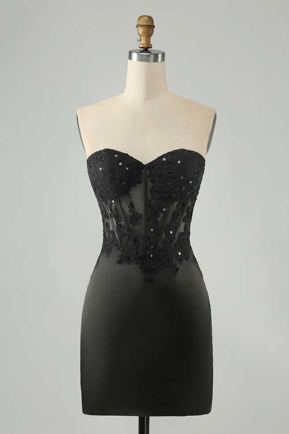 Wholesale Short Homecoming Dress Black Bodycon Sweetheart Graduation Dresses Corset with Appliques