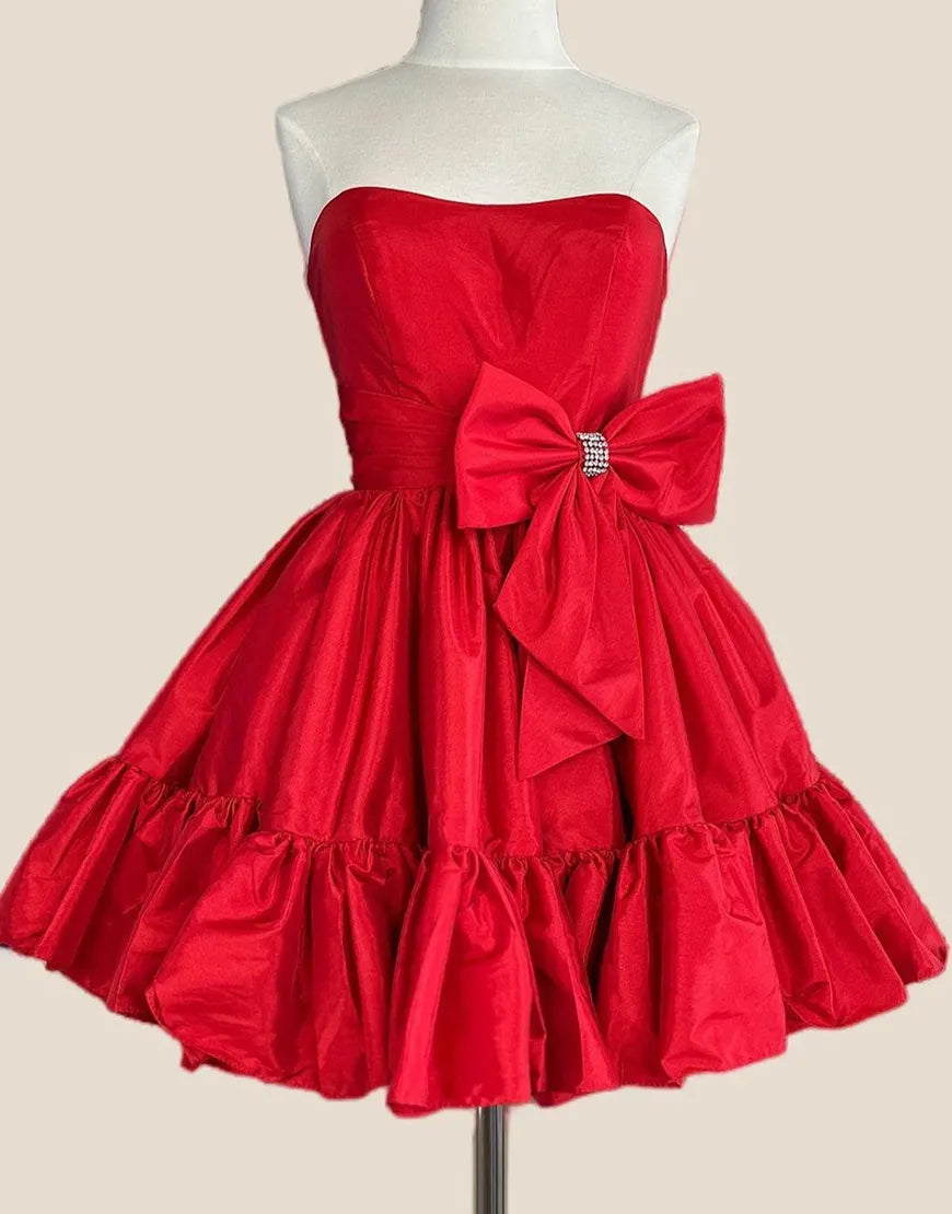 Wholesale Homecoming Dress A-Line Strapless Satin with Bow