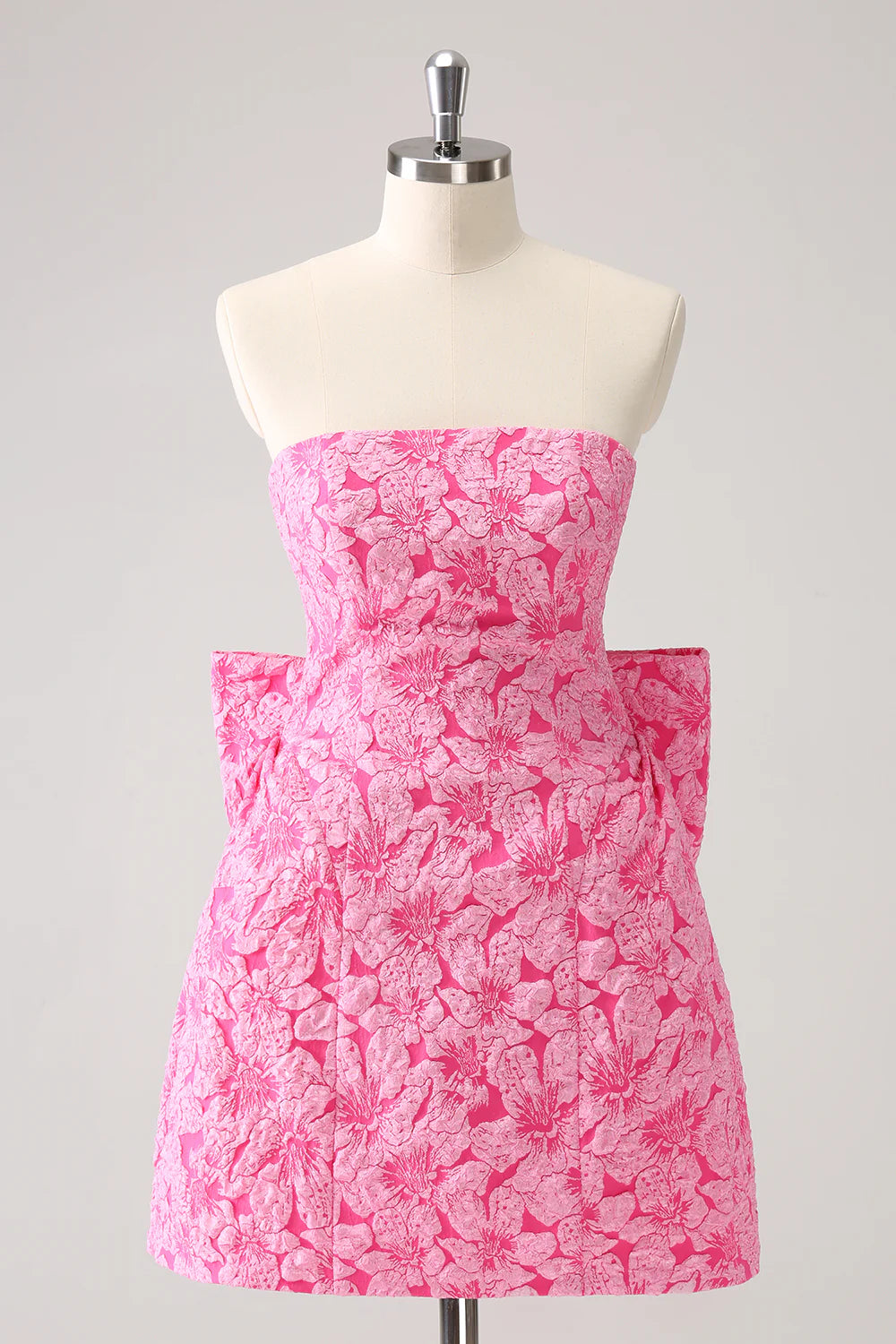 Wholesale Cute Hot Pink Short Homecoming Dress A Line Strapless Print with Bow