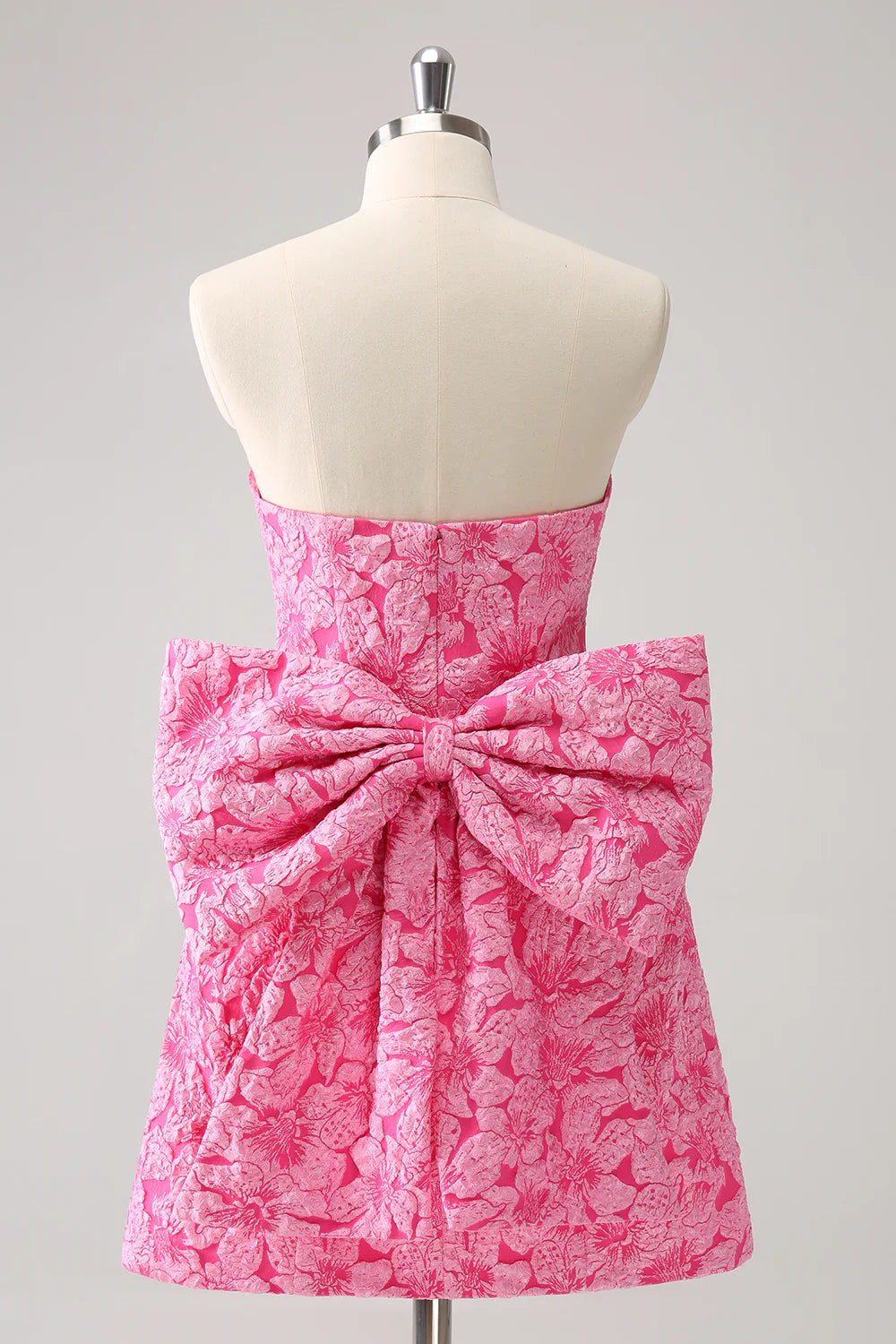 Wholesale Cute Hot Pink Short Homecoming Dress A Line Strapless Print with Bow