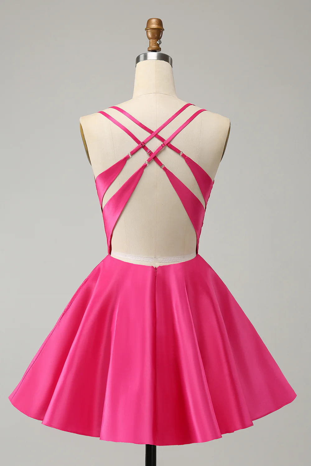 Wholesale A Line Homecoming Dress Fuchsia Spaghetti Straps Backless Graduation Dresses