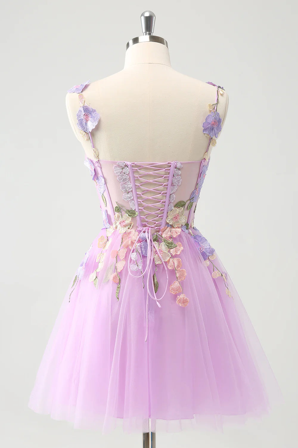 Wholesale A Line Homecoming Dress Gorgeous Purple Spaghetti Straps Short with 3D Flowers