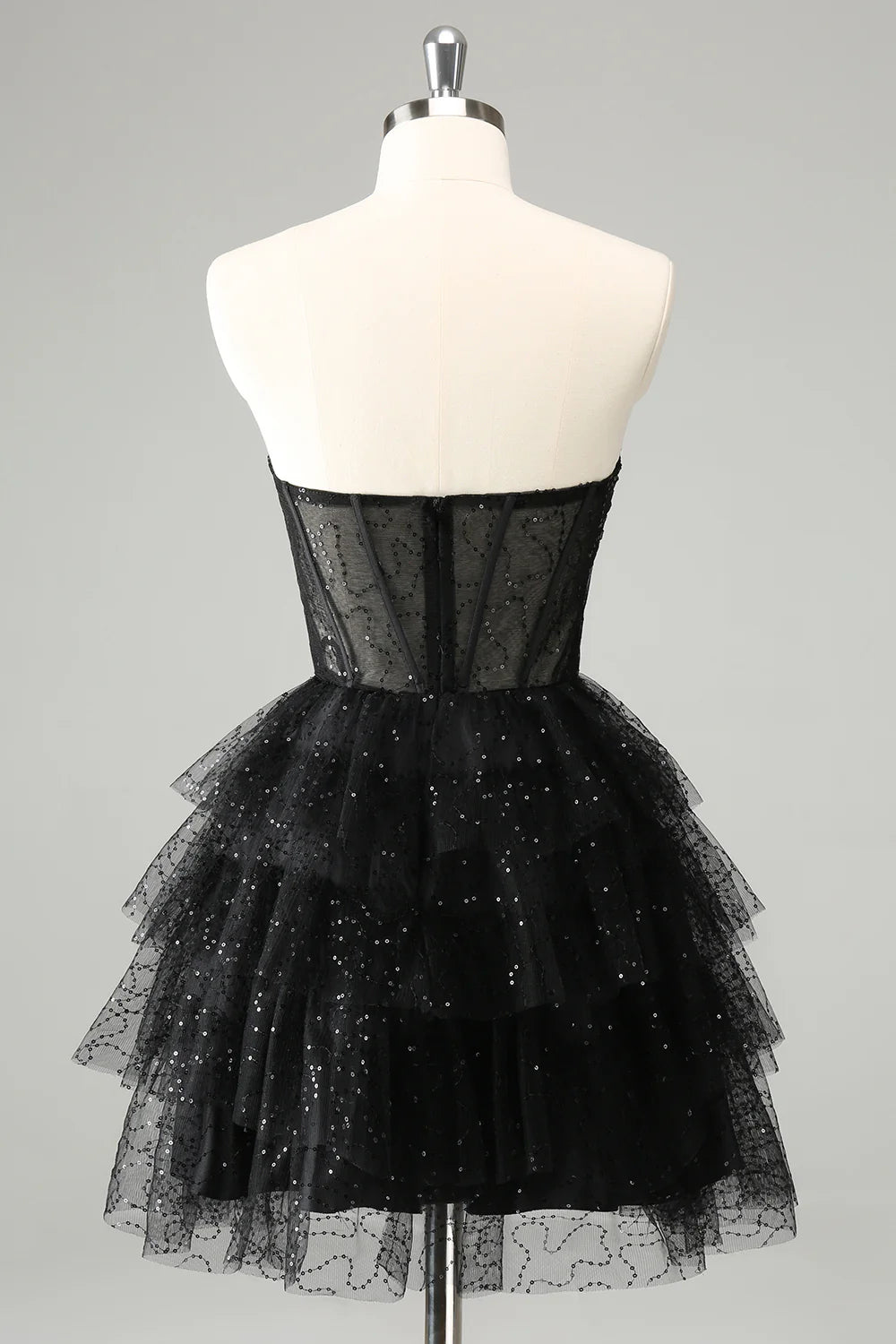 Wholesale A Line Homecoming Dress Cute Sparkly Black Sweetheart Pleated Corset with Sequins