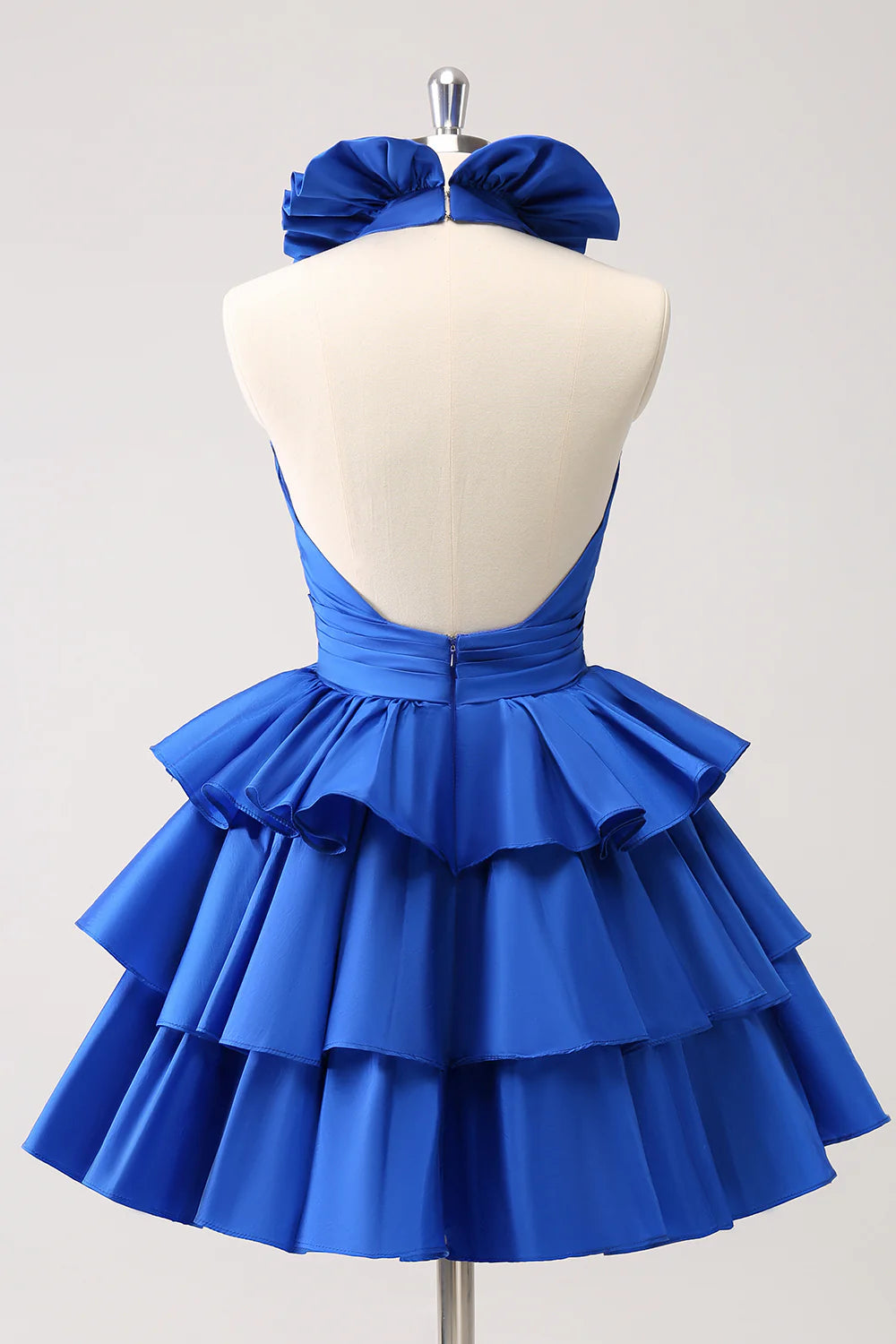 Wholesale Cute Homecoming Dress Royal Blue A Line Halter Tiered Backless with Ruffles