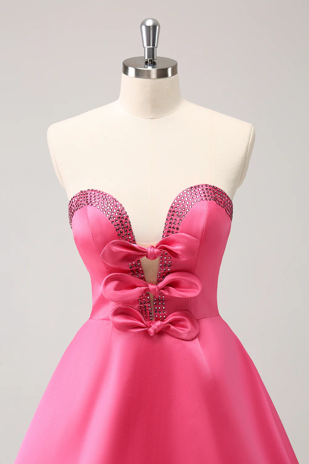 Wholesale A Line Homecoming Dress Cute Hot Pink Strapless Cut Out with Beading