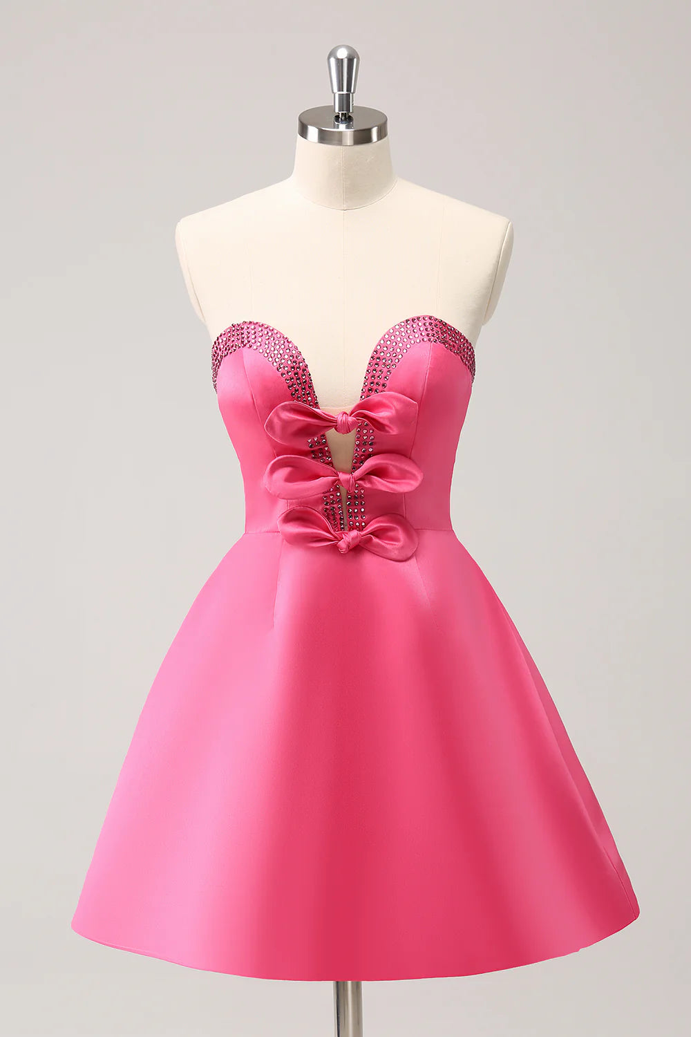 Wholesale A Line Homecoming Dress Cute Hot Pink Strapless Cut Out with Beading