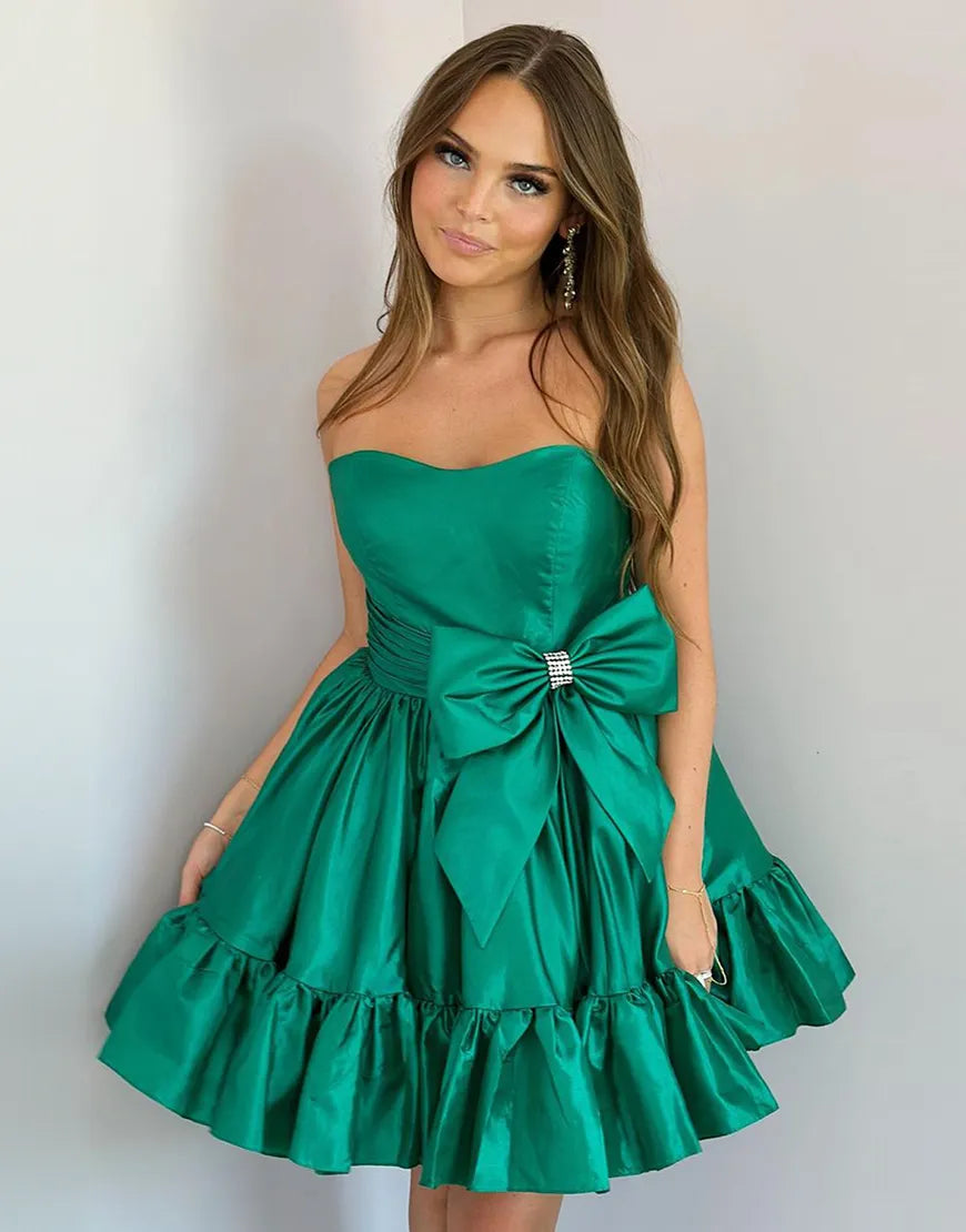 Wholesale Homecoming Dress A-Line Strapless Satin with Bow