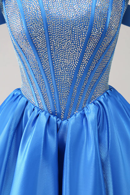 Wholesale Homecoming Dress Cute Blue A Line Off The Shoulder Corset with Beading