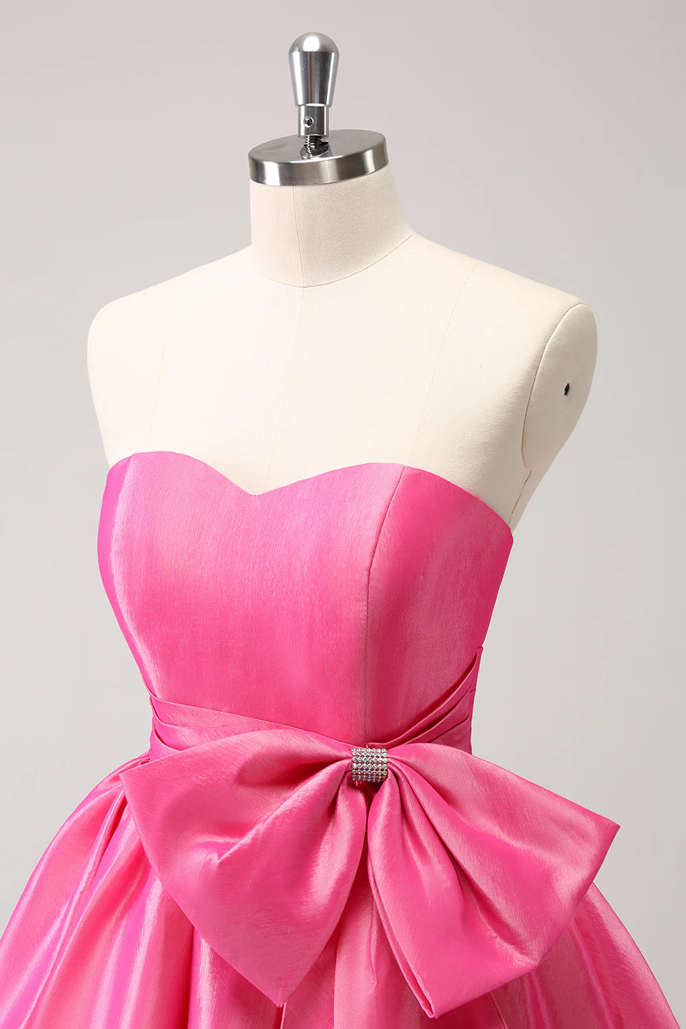 Wholesale Homecoming Dress Cute A Line Strapless Pleated Short with Bow Hot Pink