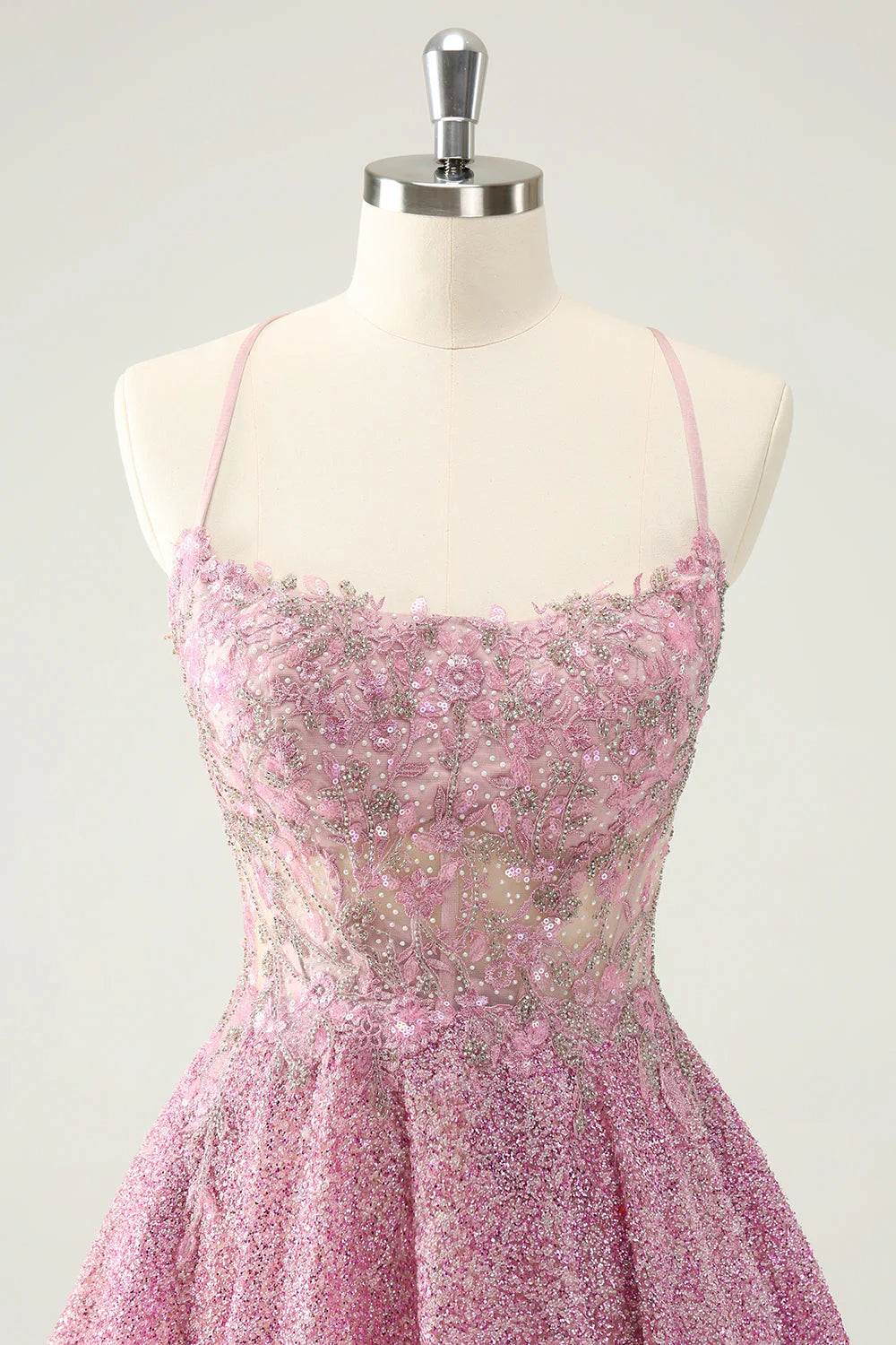 Wholesale A Line Beaded Corset Short Homecoming Dress with Appliques Dark Pink Sparkly