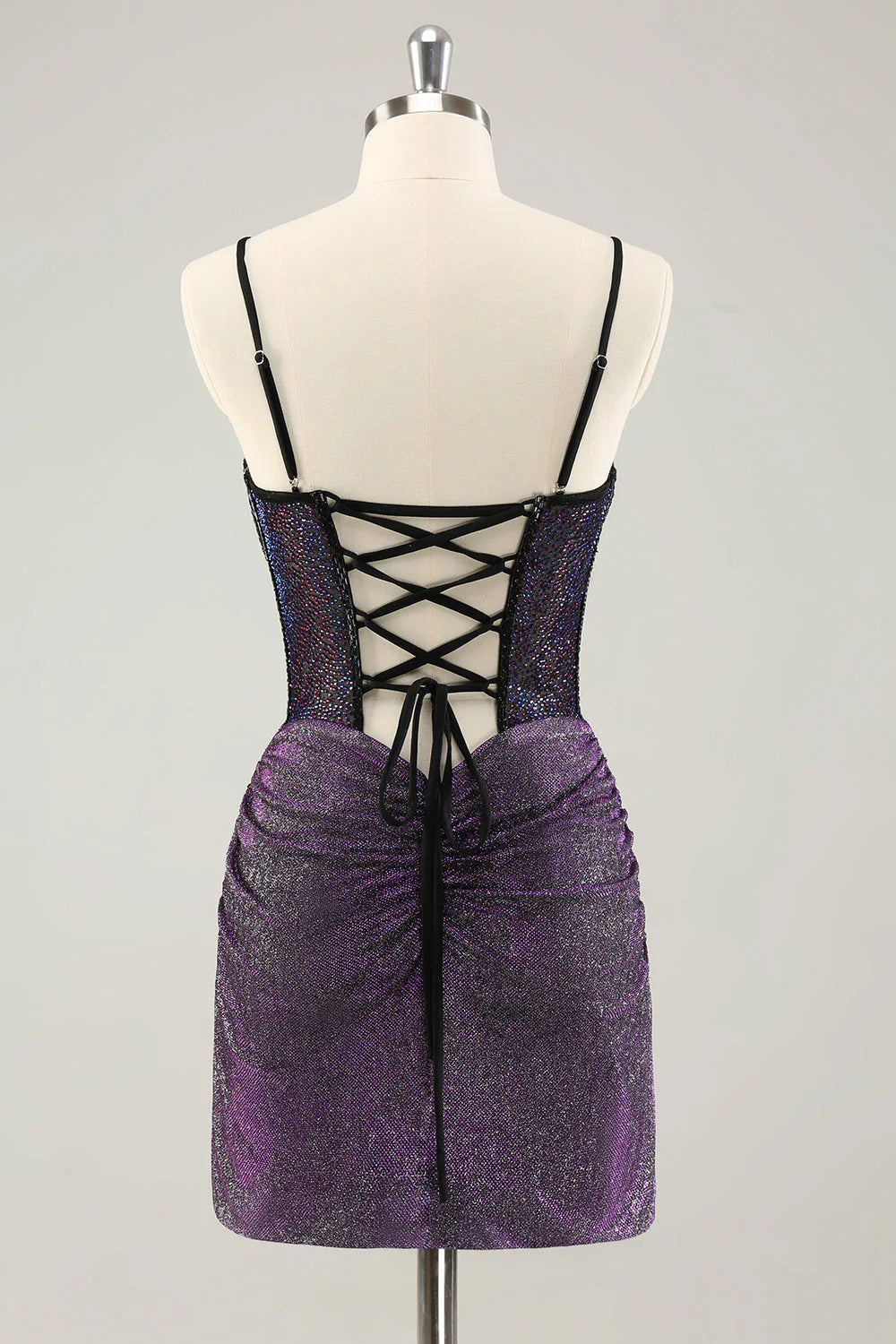 Wholesale Elegant Homecoming Dresses Dark Purple Pleated Corset Short with Lace Up Back