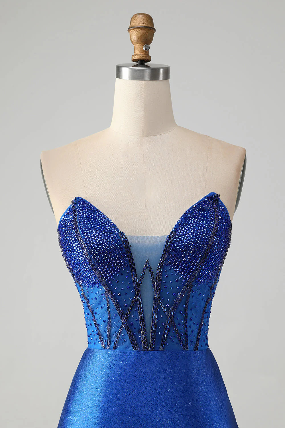 Wholesale Short Homecoming Dress Classy Sparkly Royal Blue Tight Strapless with Beading