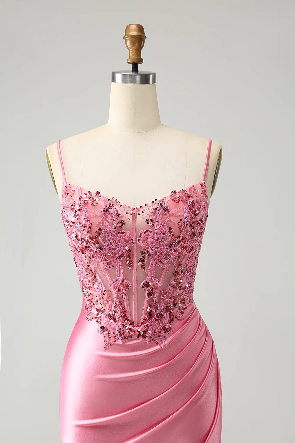 Wholesale Elegant Homecoming Dress Pink Glitter Sequins Corset Graduation Dresses