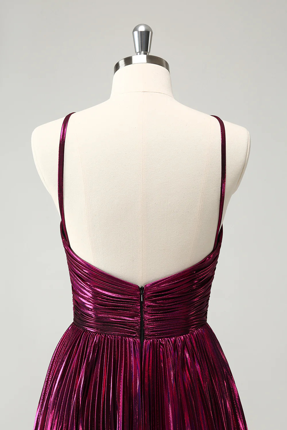 Wholesale A Line Homecoming Dress Purple Pleated Hollow Out Short Metallic Graduation Dresses