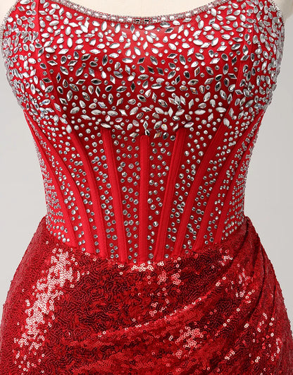 Wholesale Sparkly Homecoming Dress Sequins Beaded Corset Strapless Tight