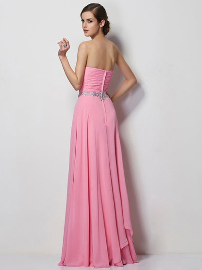 Wholesa A-Line/Princess Sweetheart Sleeveless Beading Long Chiffon Dresses