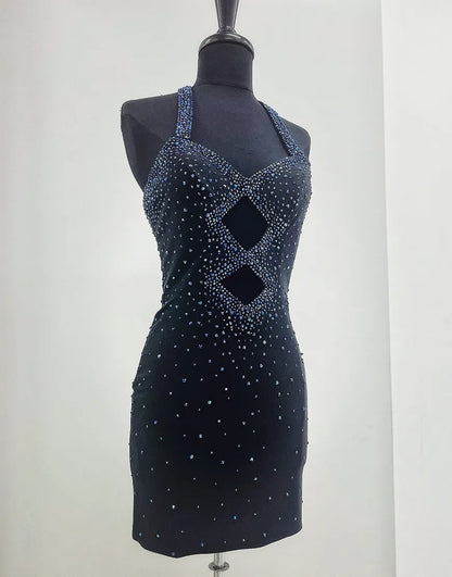 Wholesale Homecoming Dress Sparkly Halter Beaded Tight