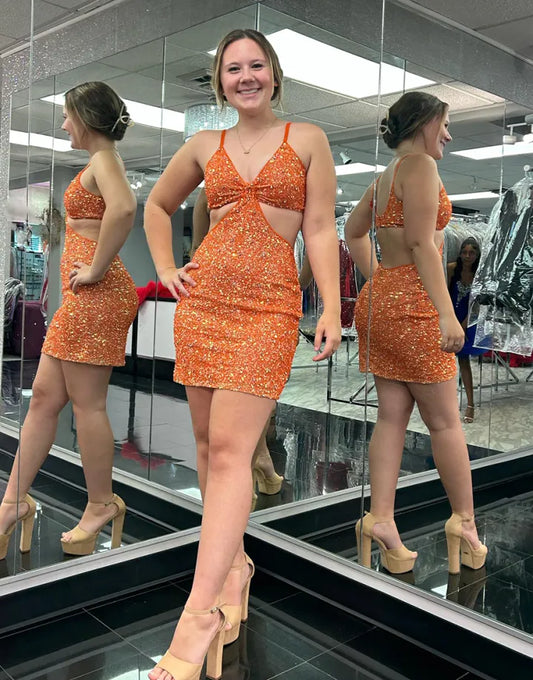 Wholesale Homecoming Dress Sequins Spaghetti Straps Tight