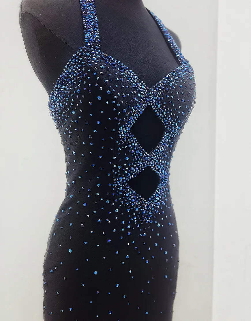 Wholesale Homecoming Dress Sparkly Halter Beaded Tight