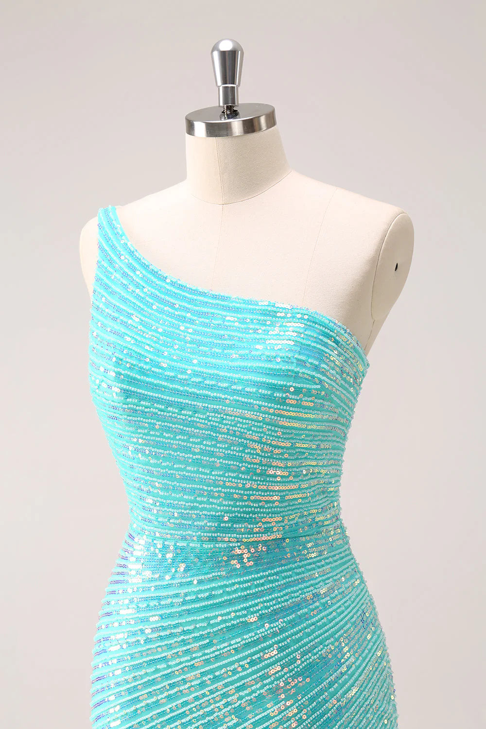 Wholesale Sparkly Mint Homecoming Dress One Shoulder Tight Short Graduation Dresses with Sequins