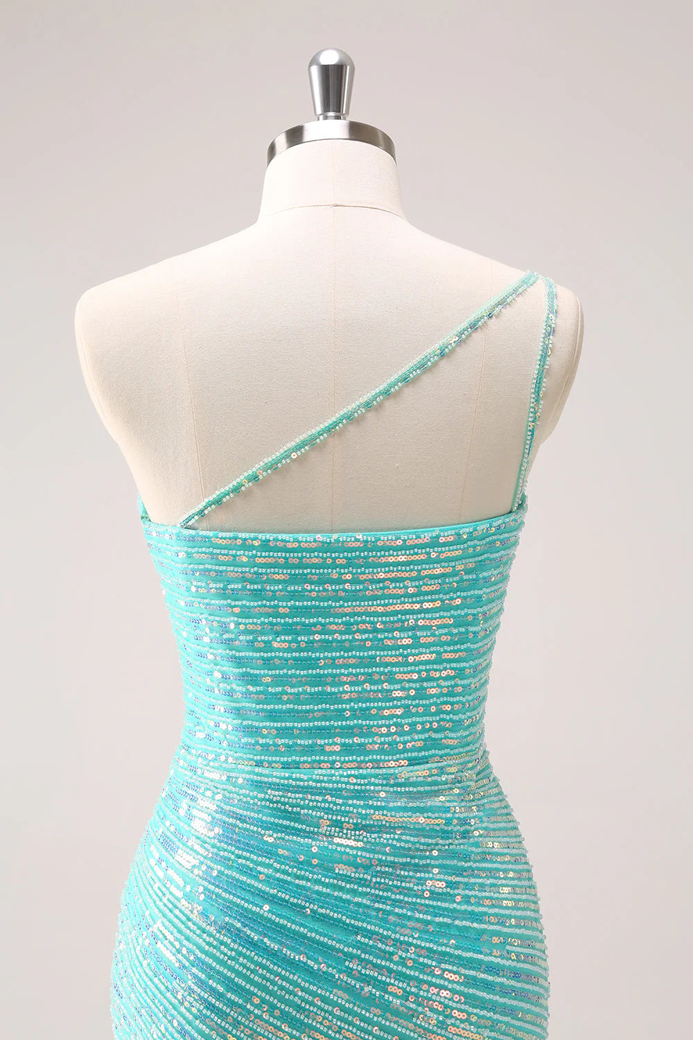 Wholesale Sparkly Mint Homecoming Dress One Shoulder Tight Short Graduation Dresses with Sequins