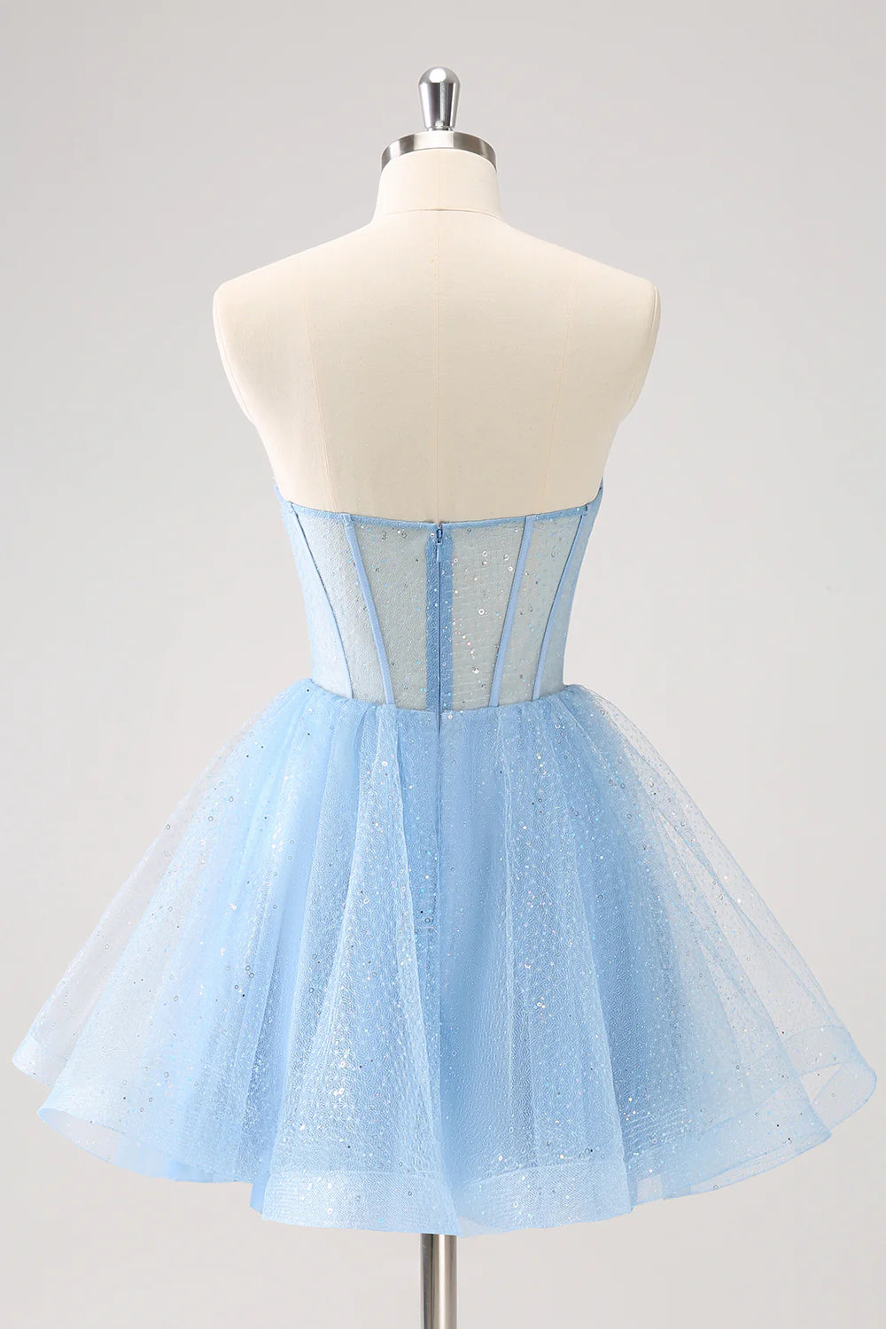 Wholesale A Line Sparkly Sky Blue Homecoming Dress Sweetheart Corset with Sequins