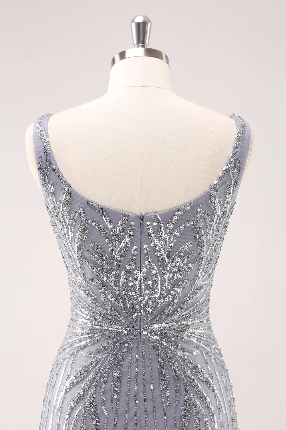 Wholesale Homecoming Dress Sparkly Neck Short Grey Square Tight with Sequins