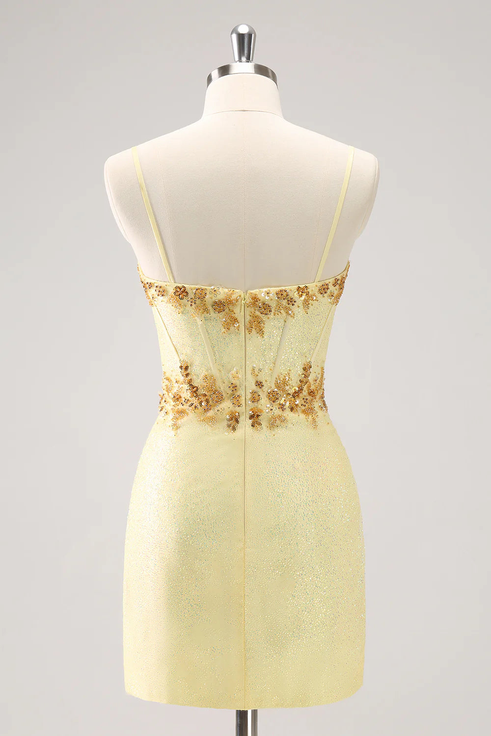 Wholesale Short Homecoming Dress Sparkly Yellow Bodycon Corset with Beading