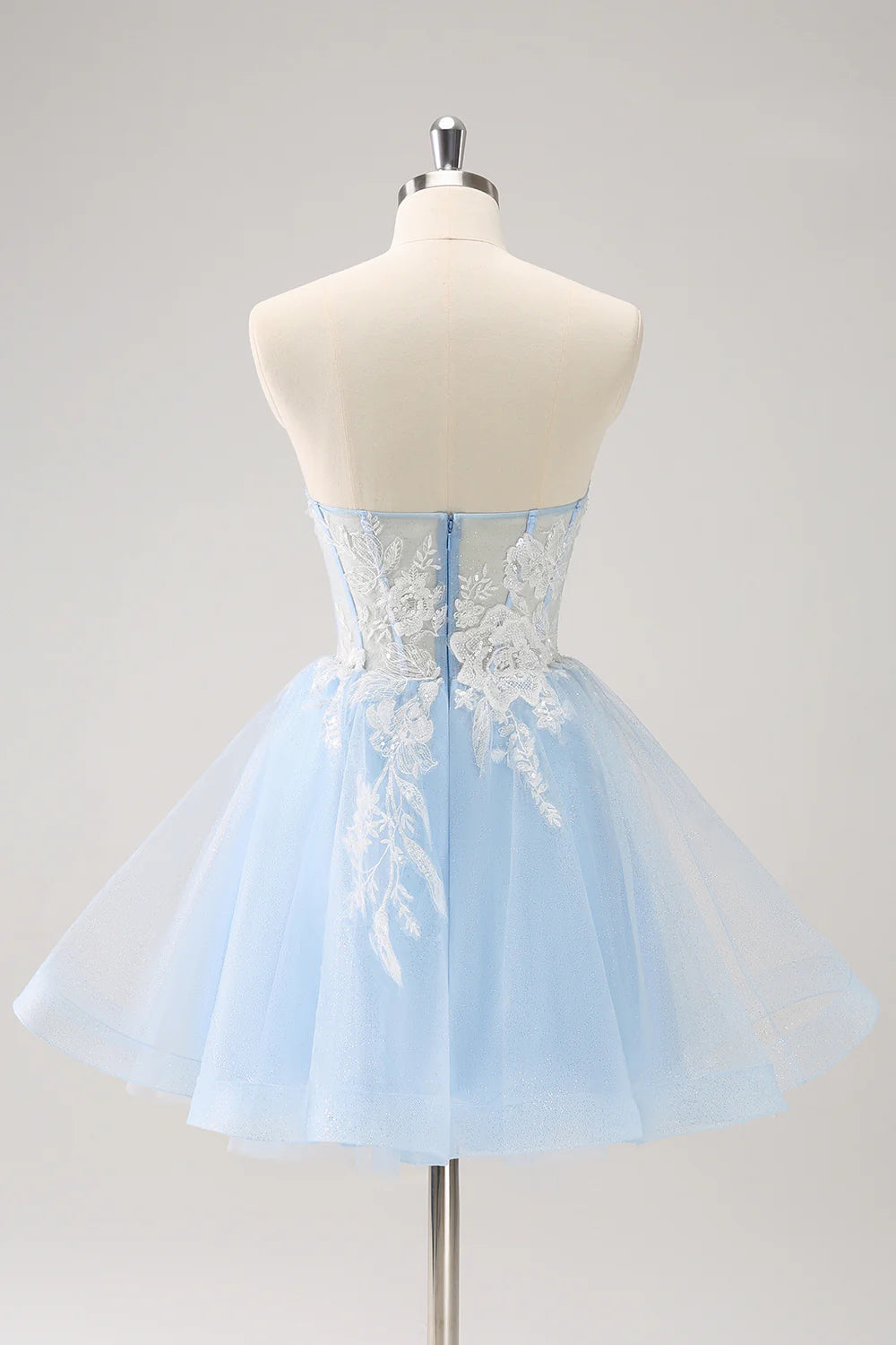 Wholesale Sparkly Graduation Dresses Blue A Line Homecoming Dress Corset Sequin with Appliques