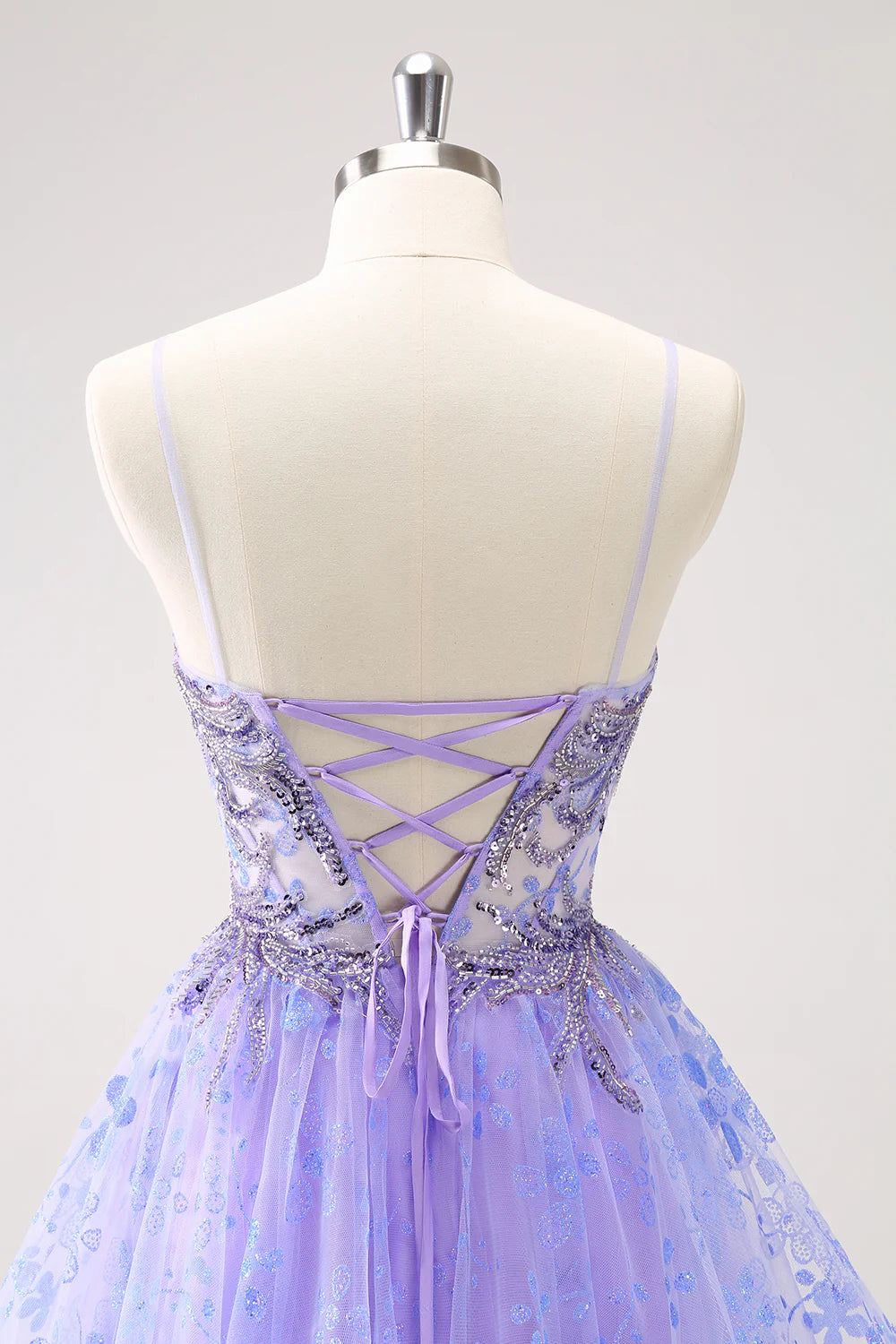 Wholesale Short Homecoming Dress Sparkly Lilac A Line Corset Floral with Sequins Graduation Dresses