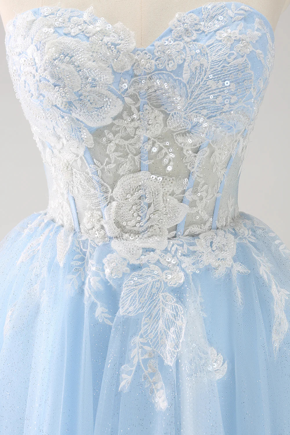 Wholesale Sparkly Graduation Dresses Blue A Line Homecoming Dress Corset Sequin with Appliques