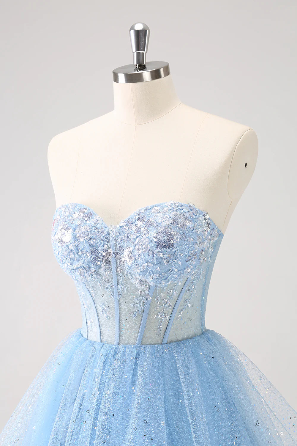 Wholesale A Line Sparkly Sky Blue Homecoming Dress Sweetheart Corset with Sequins