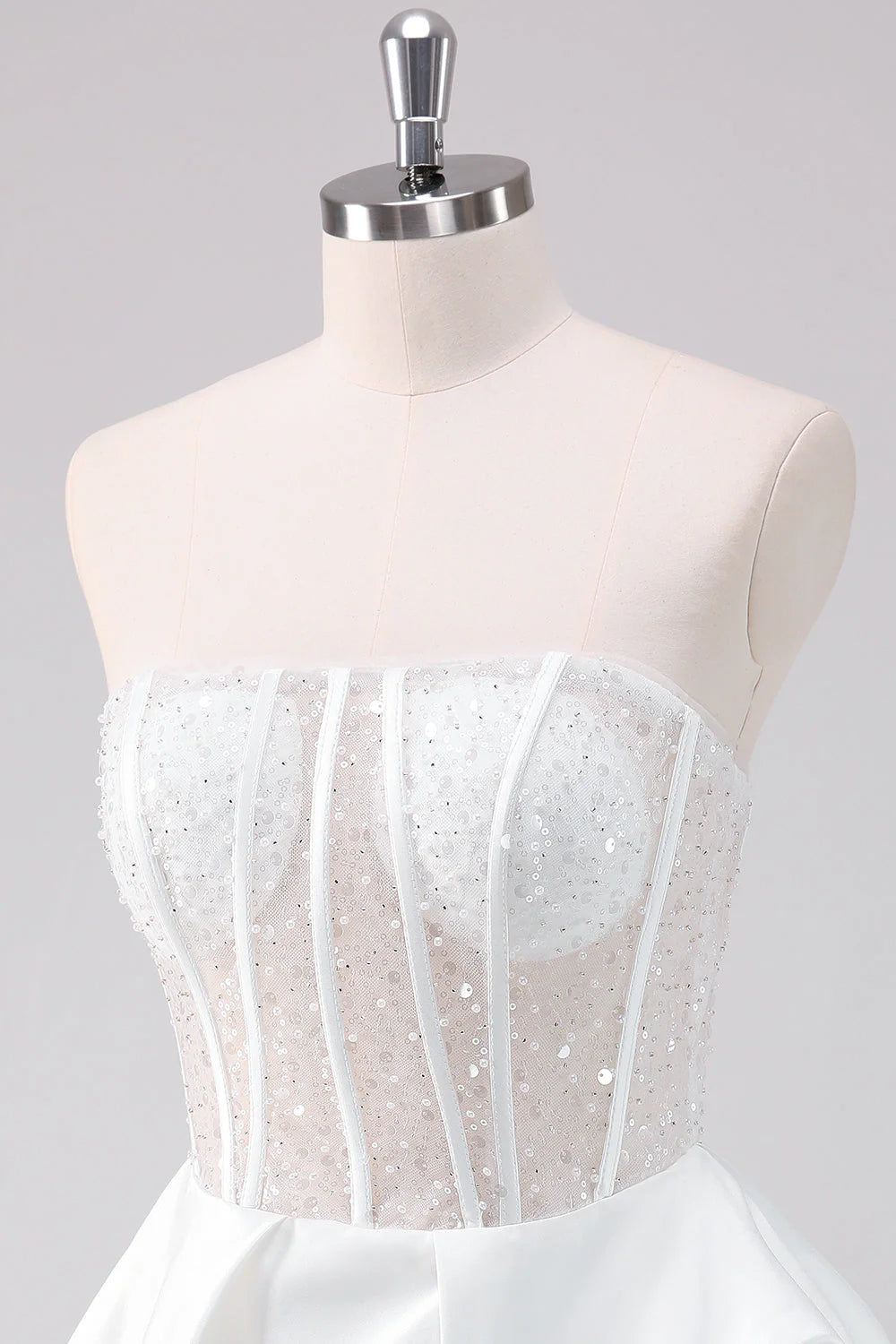 Wholesale Fashionable and Beautiful Homecoming Dress Sparkly White A Line Strapless Corset