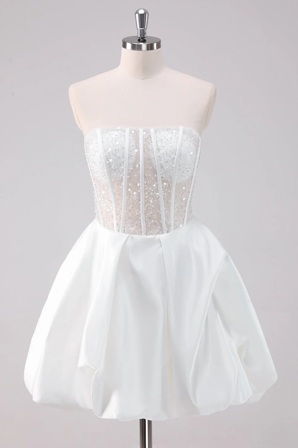 Wholesale Fashionable and Beautiful Homecoming Dress Sparkly White A Line Strapless Corset