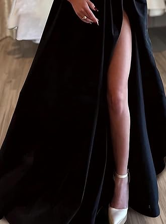 Wholesale A-Line Sexy Evening Dress Formal Prom Dress Sweep/Brush Train Long Sleeve Off Shoulder Satin with Pearls Slit