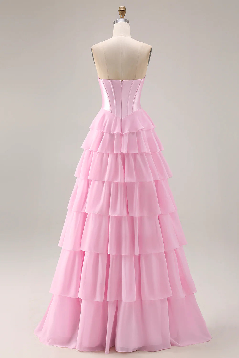 Aimishang Princess A-Line Strapless Sweetheart Tiered Ruffle Long Formal Prom Dress Lovely Evening Party Dress with Slit