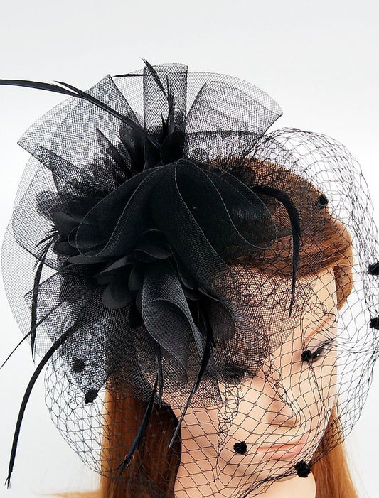 Wholesale Feather / Net Fascinators Hat / Flowers with Feathers / Fur 1PC Wedding / Special Occasion / Ladies Day Headpiece