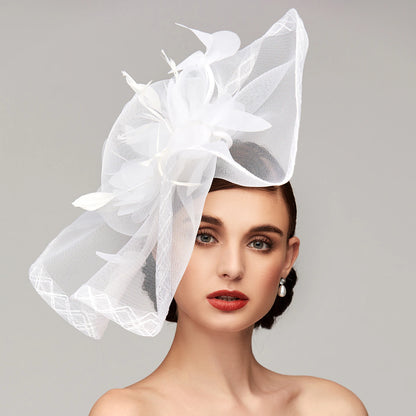 Wholesale Flowers Feather Net Hat Fascinators Headpiece with Feather Floral Ladies Day Melbourne Cup Headpiece