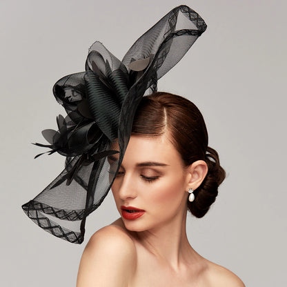 Wholesale Flowers Feather Net Hat Fascinators Headpiece with Feather Floral Ladies Day Melbourne Cup Headpiece