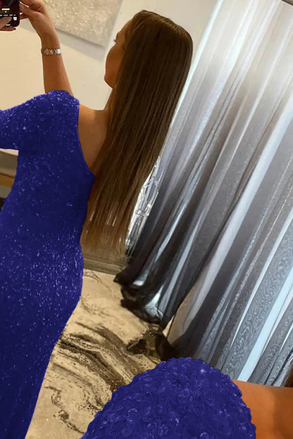 Wholesale Prom Dress Mermaid Glitter One-Shoulder With Sequins