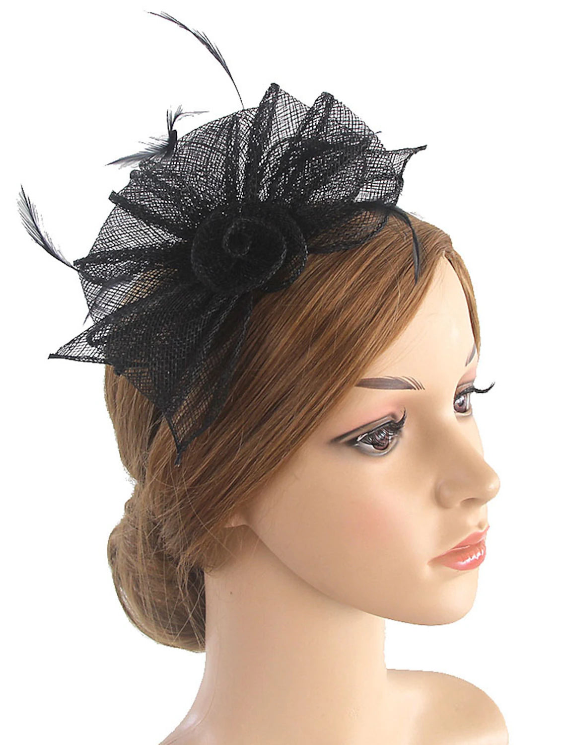 Wholesale Fascinators Hat Headwear / Polyamide Bucket Hat Party / Evening Holiday Cocktail Royal Astcot Vintage Style Elegant With Feather Headpiece Headwear