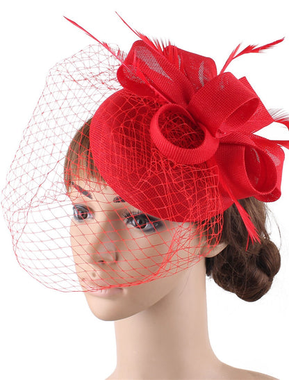 Wholesale Fascinators Derby Hat Hair Linen / Cotton Blend Bucket Hat Party / Evening Belmont Stakes Melbourne Cup With Feather Floral Headpiece Headwear