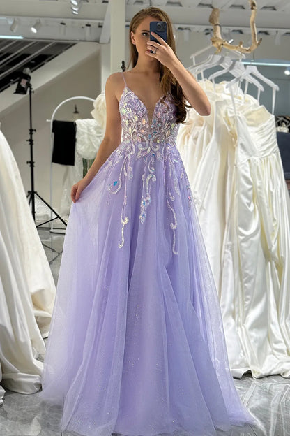 Wholesale Prom Dress A Line Backless Tulle With Sequined Appliques