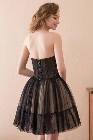 Wholesale Elegant A line Graduation Dresses Strapless Tulle Homecoming Dress