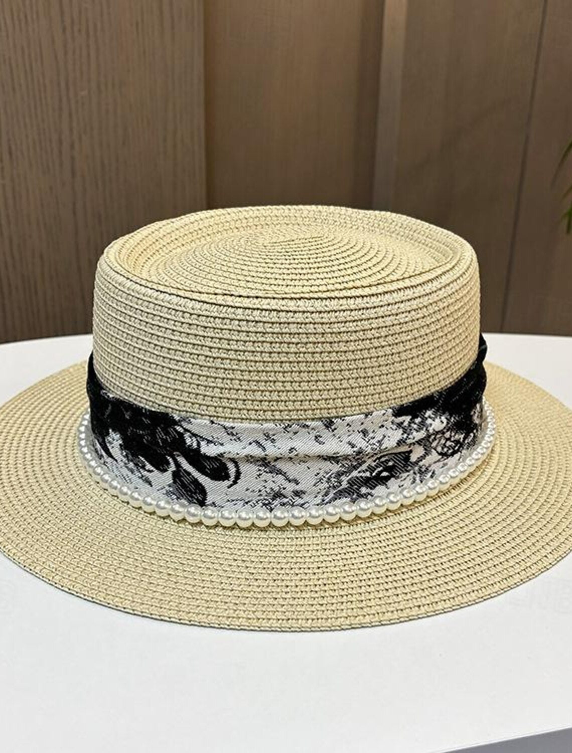 Wholesale Fascinators Hats Cotton Straw Straw Hat Sun Hat Holiday Beach Elegant Simple With Faux Pearl Ribbons Headpiece Headwear