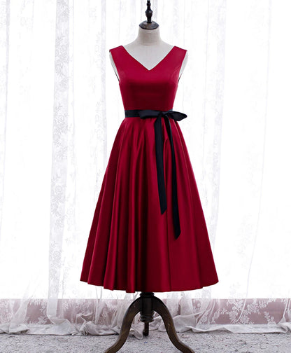 Aimishang Elegant V Neck A Line Sleeveless Lace-Up Back Formal Prom Dress Classy Bridesmaid Dress